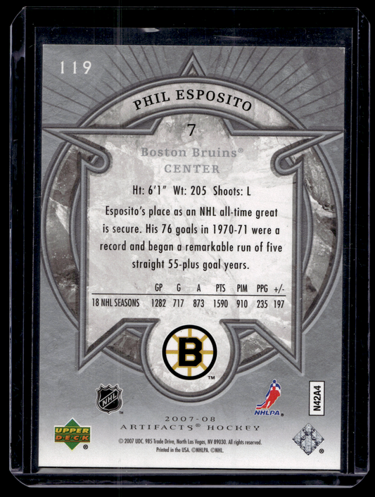 2007-08 Upper Deck Artifacts - Silver - Legends - Phil Esposito #119 /100
