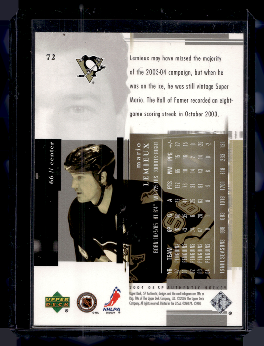 2004-05 Upper Deck SP Authentic - UD Promo - Mario Lemieux #72