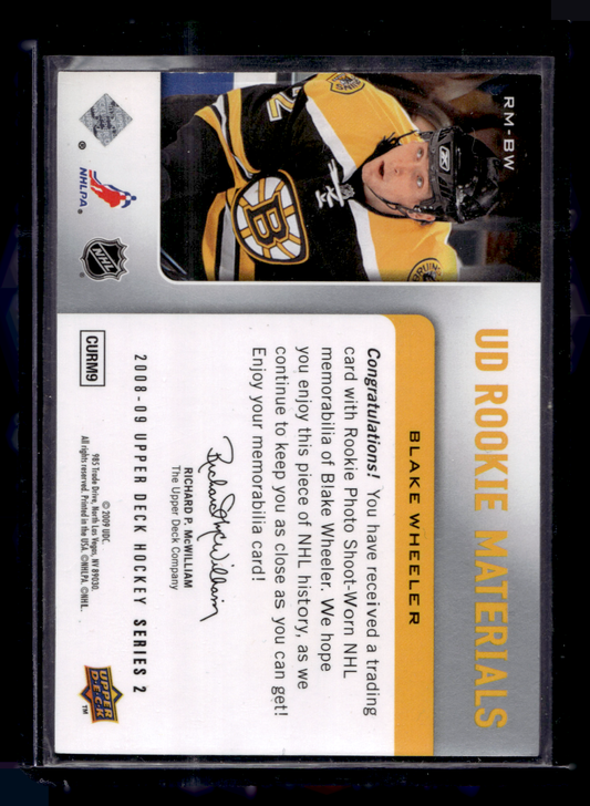 2008-09 Upper Deck - UD Rookie Materials - Blake Wheeler #RM-BW RY
