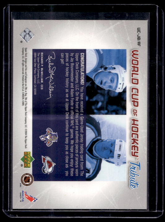 2004-05 Upper Deck - World Cup of Hockey Tribute - Adam Foote / Jay Bouwmeester #WC-JB/AF