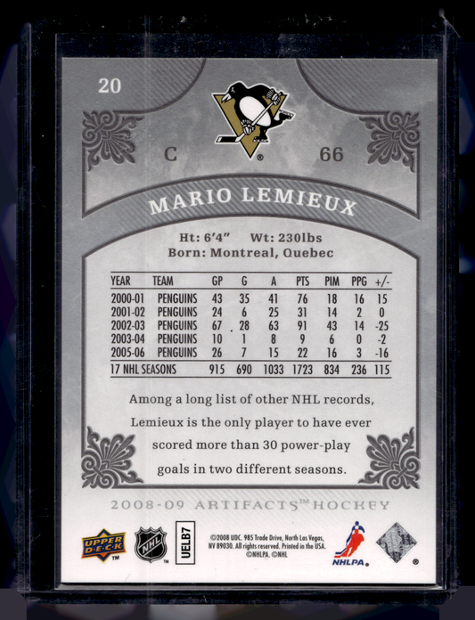 2008-09 Upper Deck Artifacts - Silver Spectrum - Mario Lemieux #20 /10