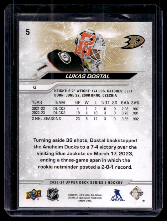 2023-24 Upper Deck Series 1 - Outburst Silver - Lukas Dostal #5
