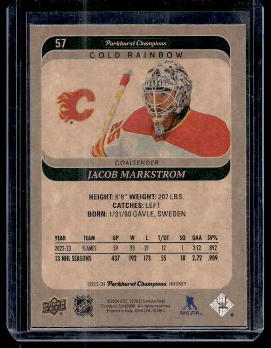 2023-24 Upper Deck Parkhurst Champions - Gold Rainbow - Jacob Markstrom #57