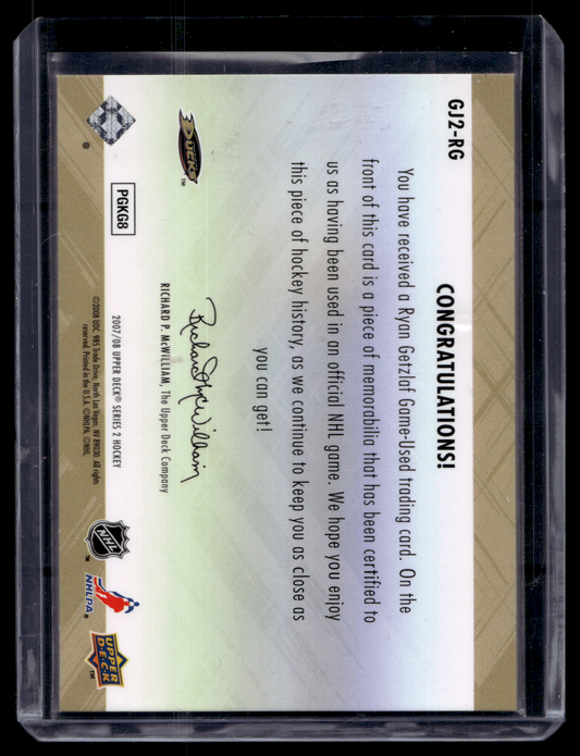 2007-08 Upper Deck - Game Jersey Series 2 - Ryan Getzlaf #GJ2-RG