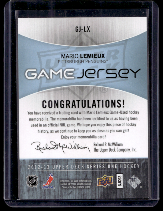 2012-13 Upper Deck - Game Jersey - Mario Lemieux #GJ-LX