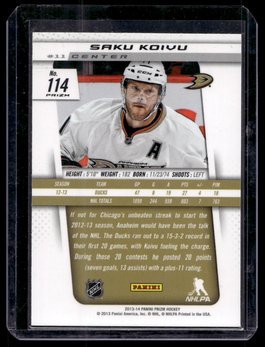 2013-14 Panini Prizm - Wal-Mart Blue Pulsar Prizm - Saku Koivu #114