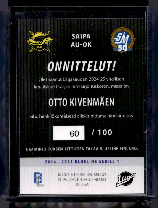 2024-25 Blueline Signature Silver - Otto Kivenmäki #AU-OK /100