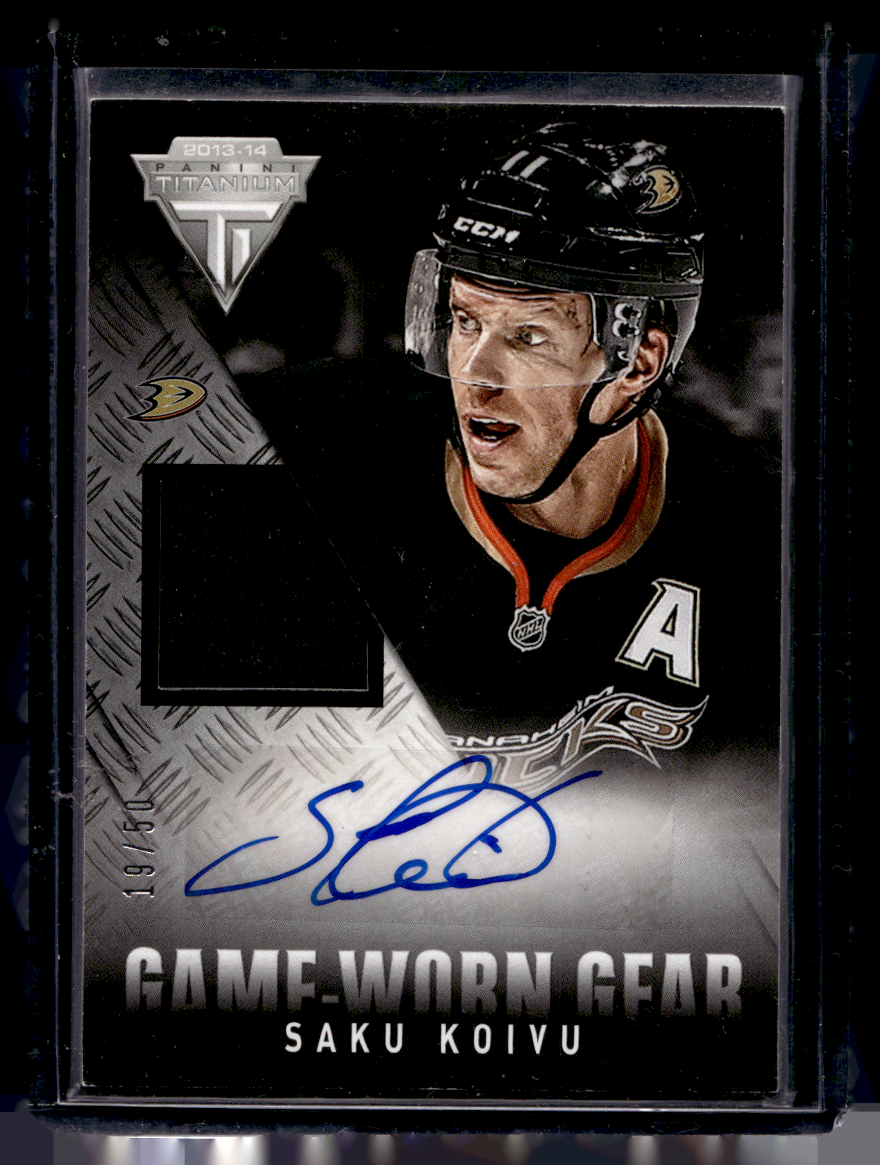 2013-14 Panini Titanium - Game-Worn Gear Autographs - Saku Koivu #GA-SK /50