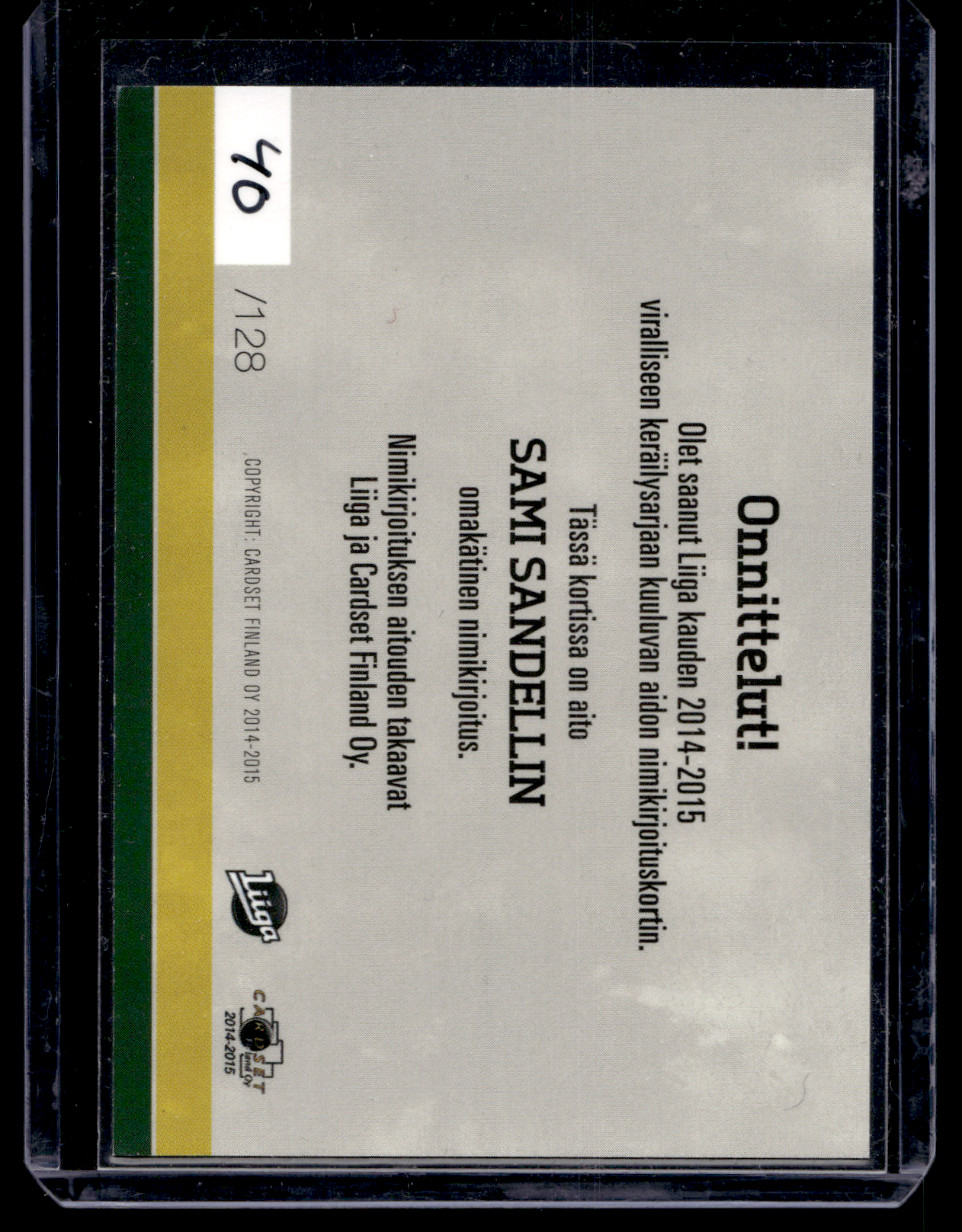2014-15 Cardset Signature - Sami Sandell /128