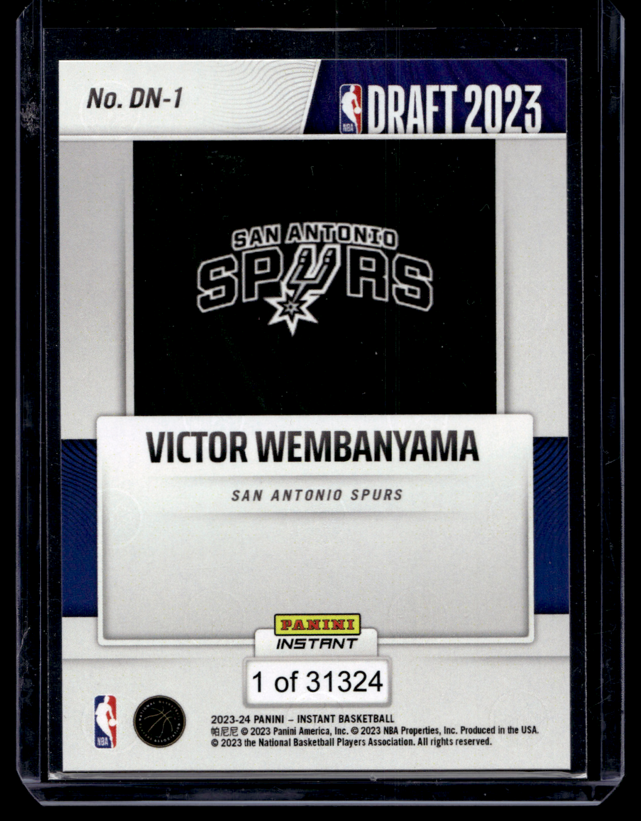 2023-24 Panini Instant - Draft Night 2023 - Victor Wembanyama #DN-1 /31324 RY