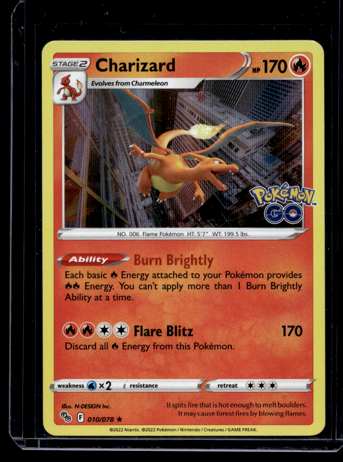 2022 Pokemon Sword & Shield - Pokemon Go - Holo - Charizard #010