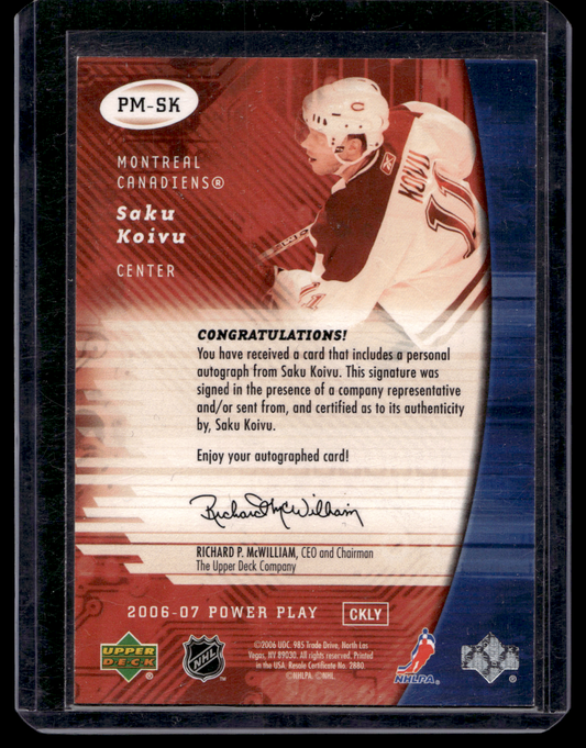 2006-07 Upper Deck Power Play - Power Marks - Saku Koivu #PM-SK