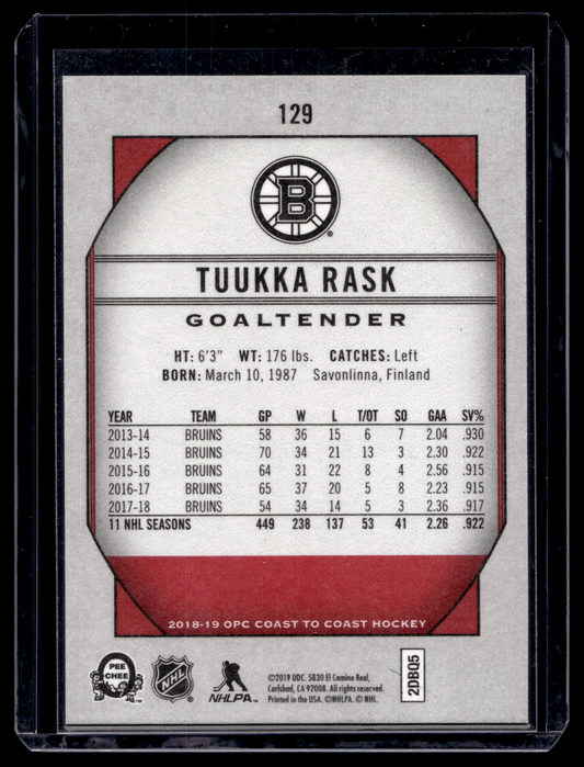 2018-19 O-Pee-Chee Coast to Coast Canadian Tire - SP - Superstars - Tuukka Rask #129