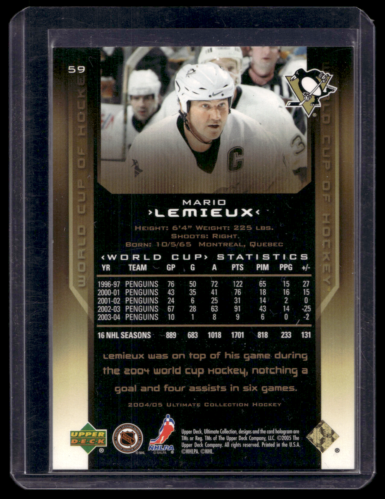 2004-05 Upper Deck Ultimate Collection - Mario Lemieux #59 /299