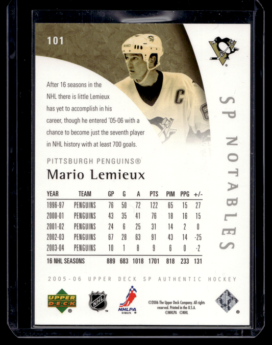 2005-06 Upper Deck SP Authentic - Limited SP Notables - Mario Lemieux #101 /100