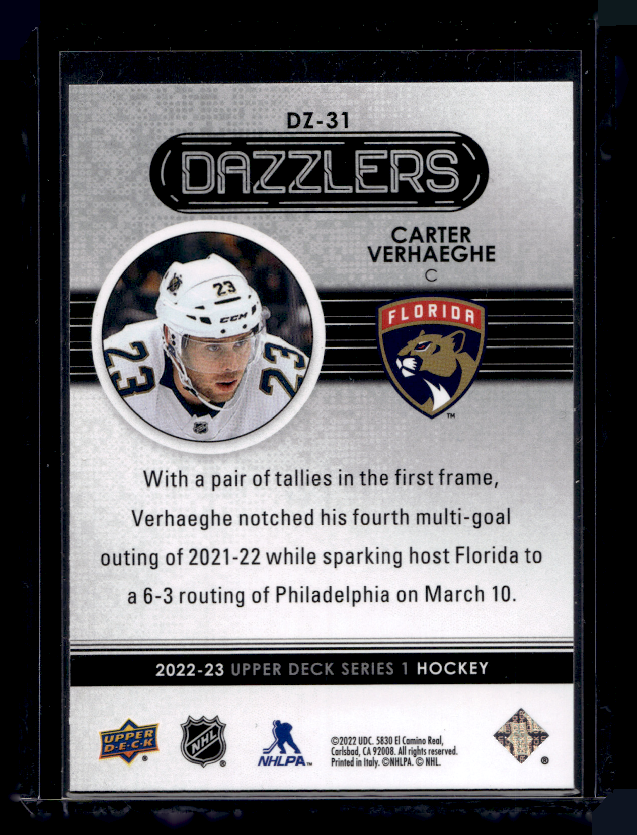 2022-23 Upper Deck Series 1 - Dazzlers - Green - Carter Verhaeghe #DZ-31