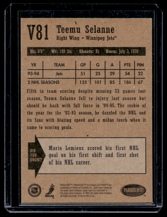 1994-95 Parkhurst - Vintage - Teemu Selanne #V81
