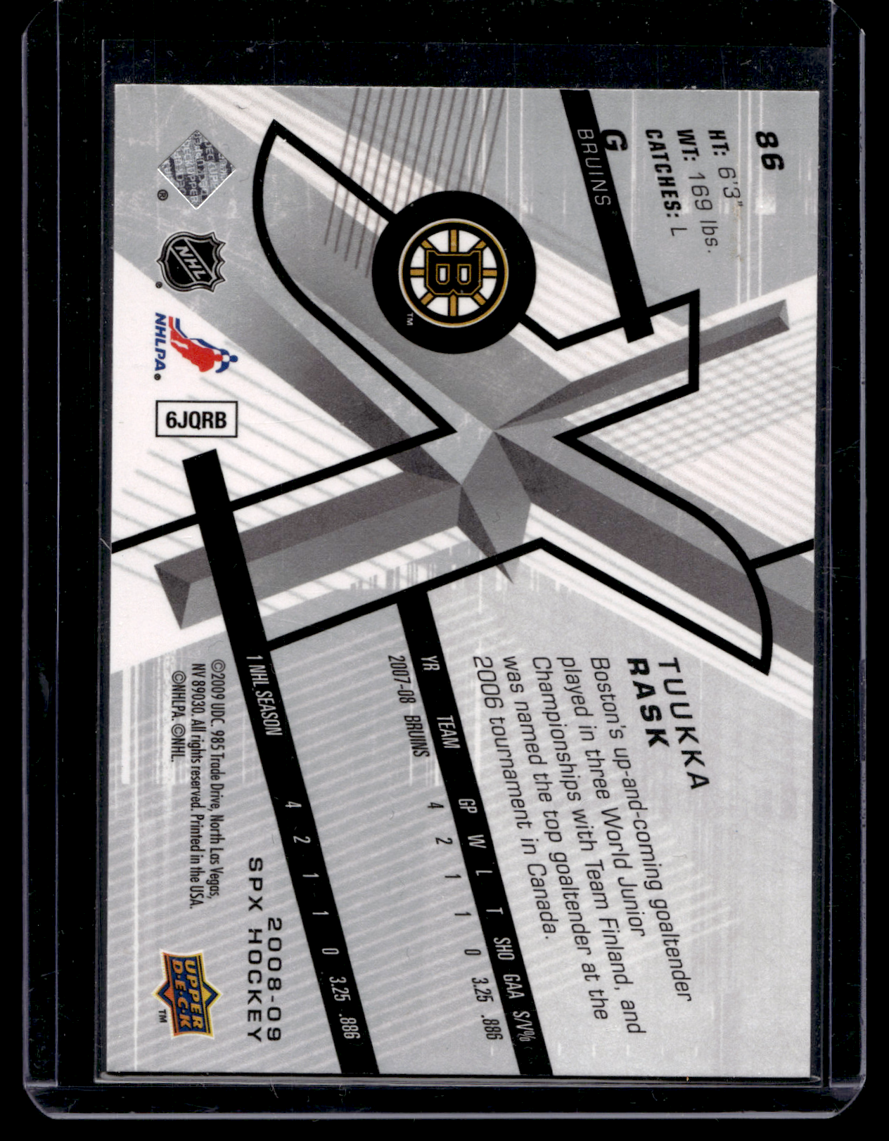 2008-09 Upper Deck SPx - Tuukka Rask #86