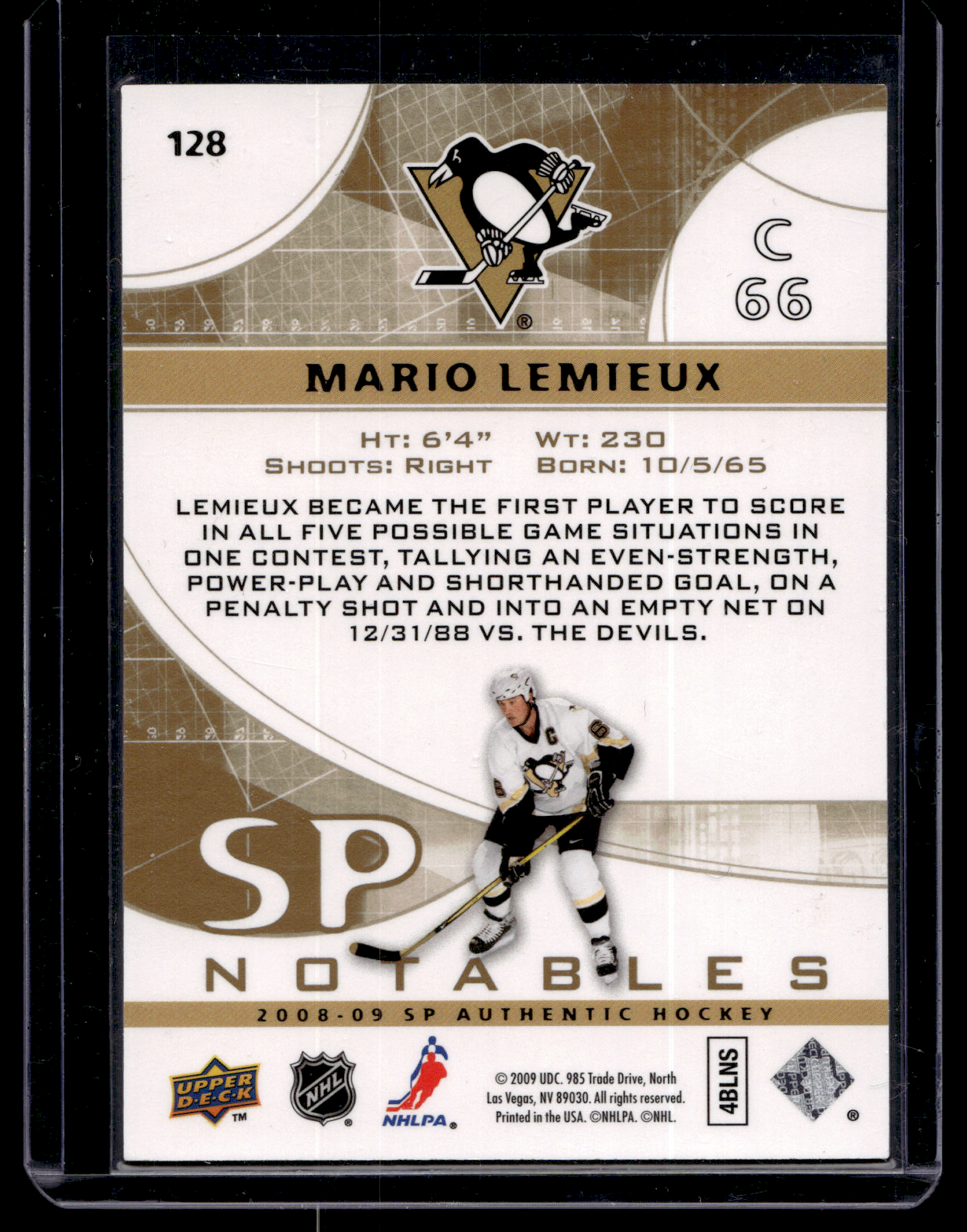 2008-09 Upper Deck SP Authentic - Limited - SP Notables - Mario Lemieux #128 /100