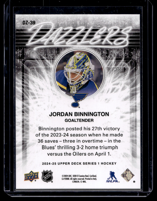 2024-25 Upper Deck Series 1 - Dazzlers - Green - Jordan Binnington #DZ-39