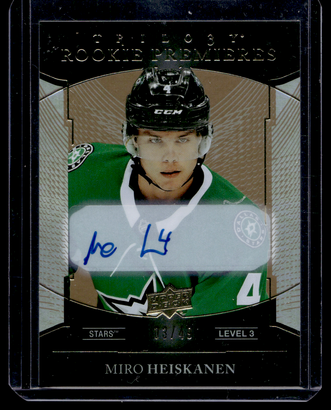 2018-19 Upper Deck Trilogy - Rare Rookies Auto - Miro Heiskanen #133 /49 RC