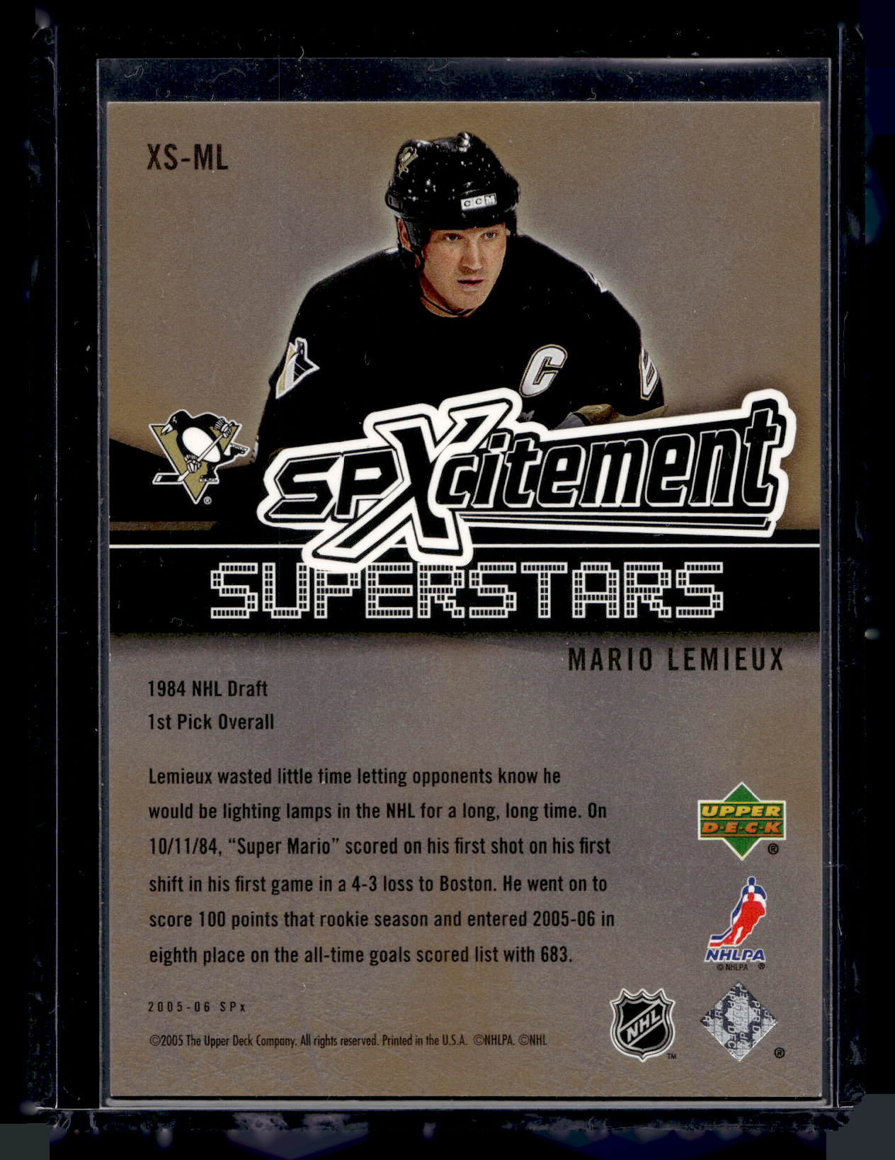 2005-06 Upper Deck SPx - SPXcitement Superstars - Gold - Mario Lemieux #XS-ML /99