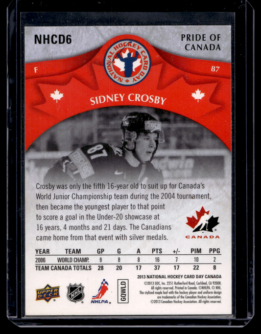 2013 Upper Deck National Hockey Card Day Canada - Sidney Crosby #NHCD6