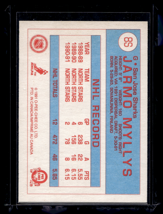 1991-92 O-Pee-Chee - San Jose Sharks - Jarmo Myllys #8S