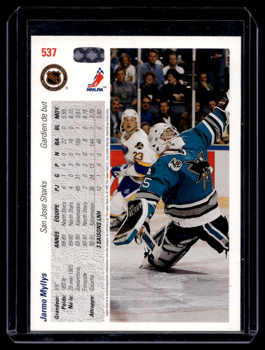 1991-92 Upper Deck - French - Jarmo Myllys #537