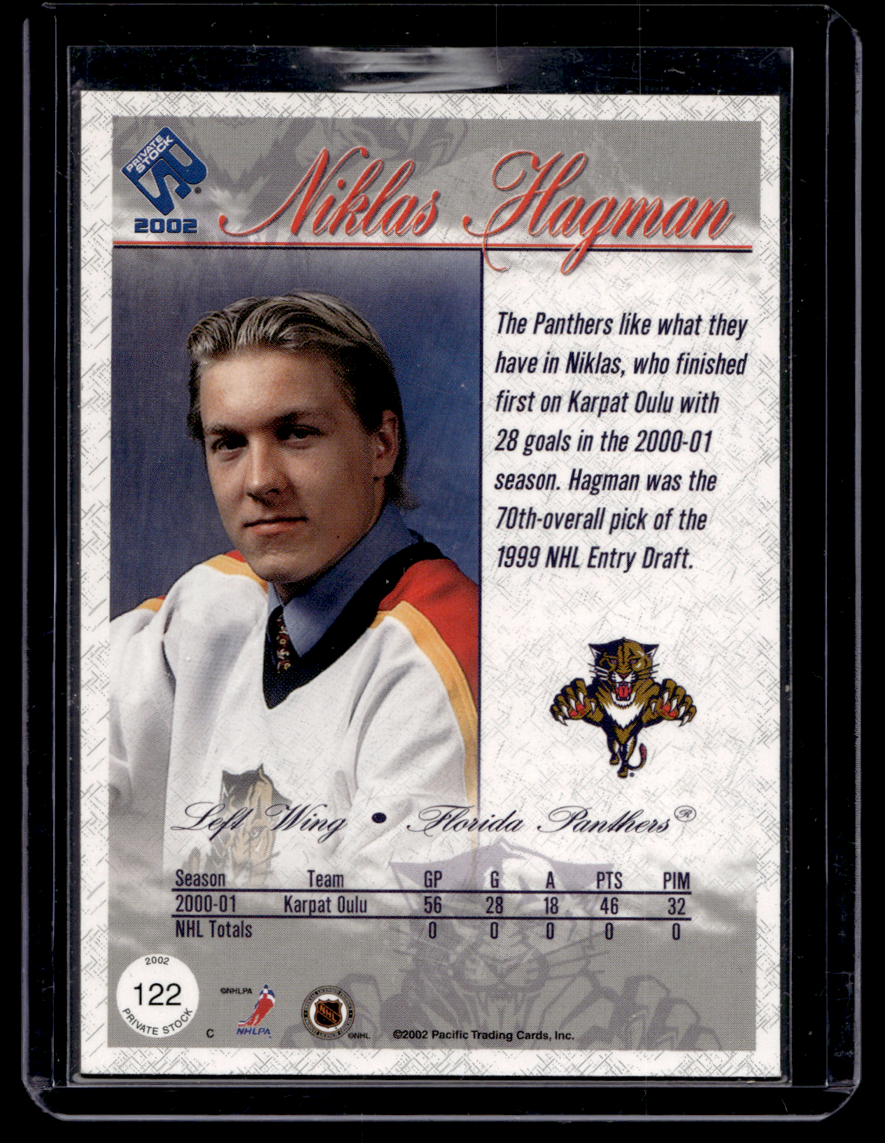2001-02 Pacific Private Stock - Niklas Hagman #122 /414 RC