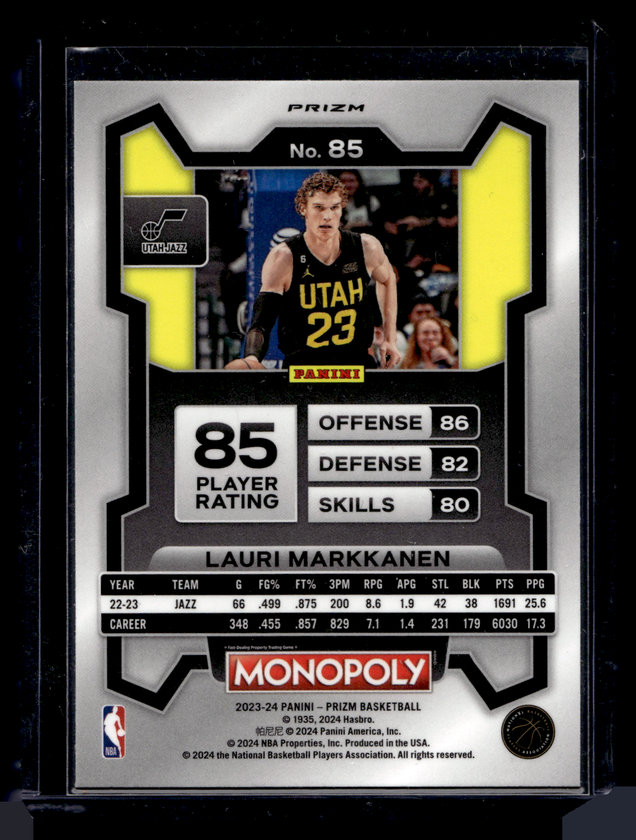 2023-24 Panini Prizm Monopoly - Purple Wave Prizm - Lauri Markkanen #85