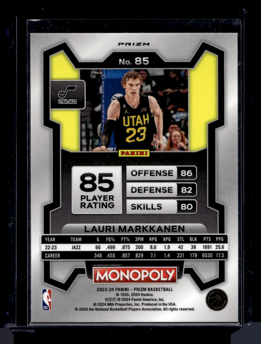 2023-24 Panini Prizm Monopoly - Purple Wave Prizm - Lauri Markkanen #85