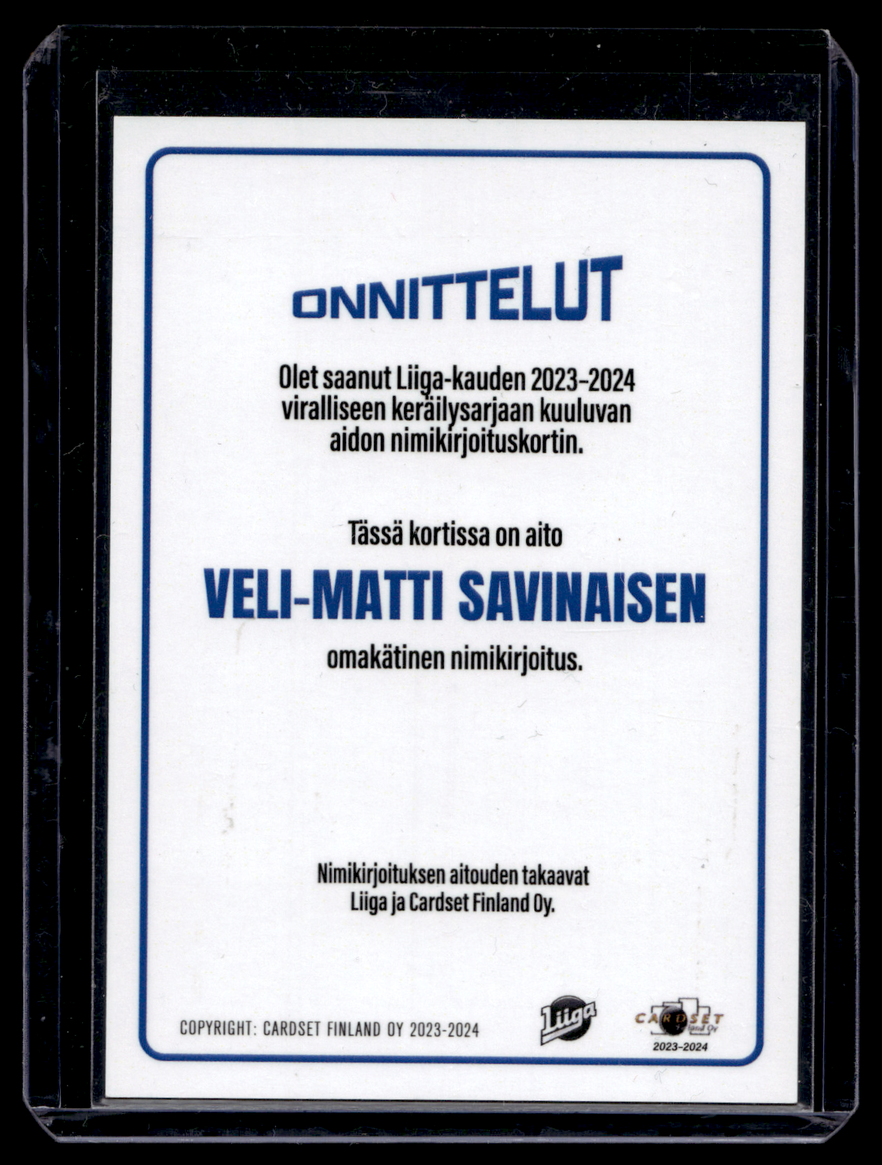 2023-24 Cardset Signature - Valtteri Ojantakainen /100