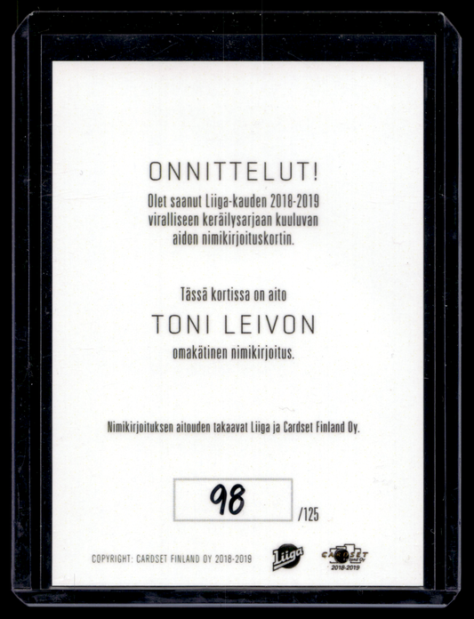 2018-19 Cardset Signature - Toni Leivo /125