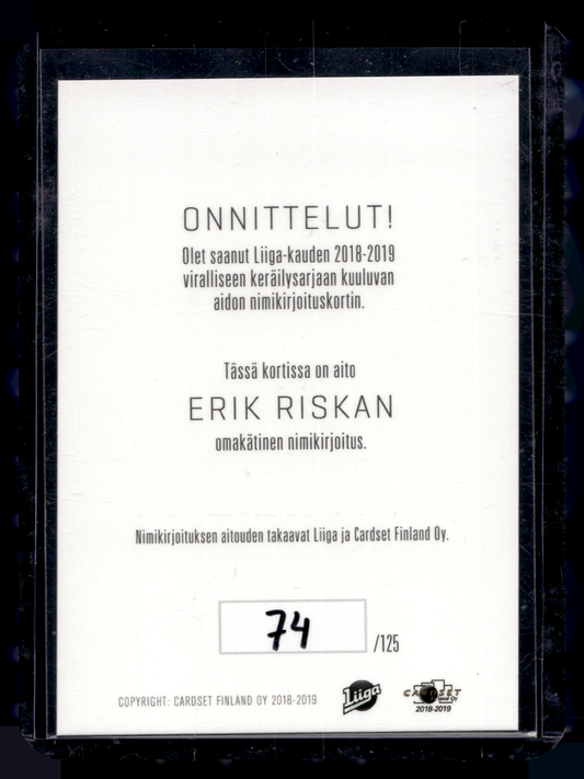 2018-19 Cardset Signature - Erik Riska /125