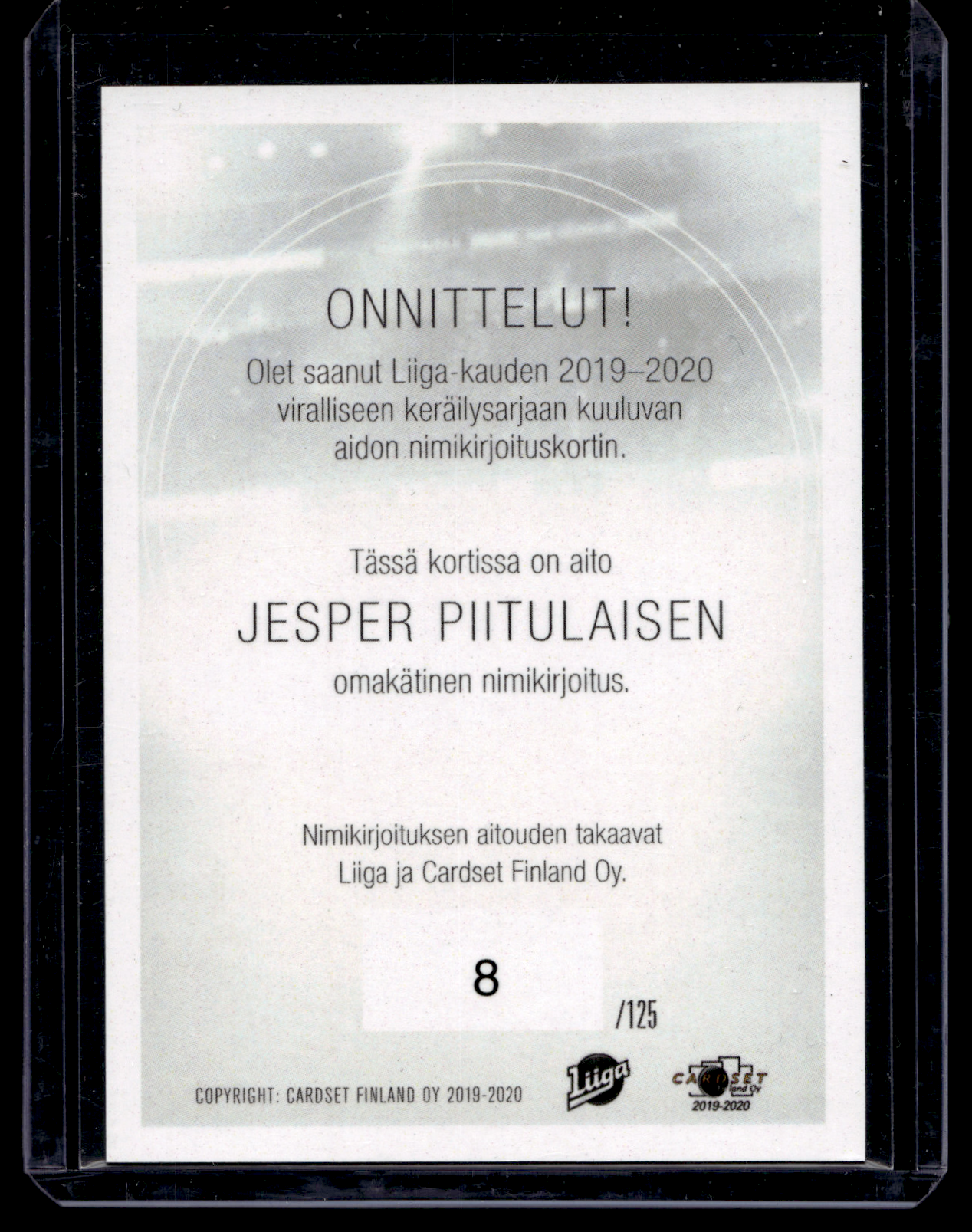 2019-20 Cardset Signature - Jesper Piitulainen /125