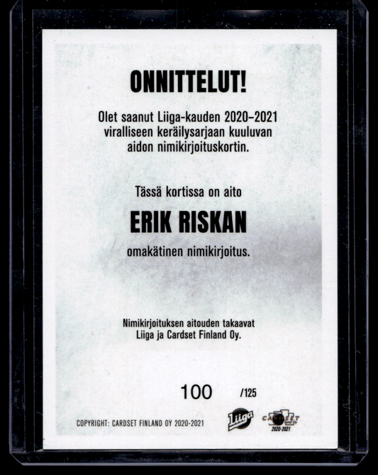2020-21 Cardset Signature - Erik Riska /125
