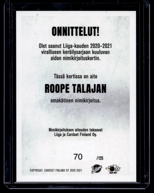 2020-21 Cardset Signature - Roope Talaja /125
