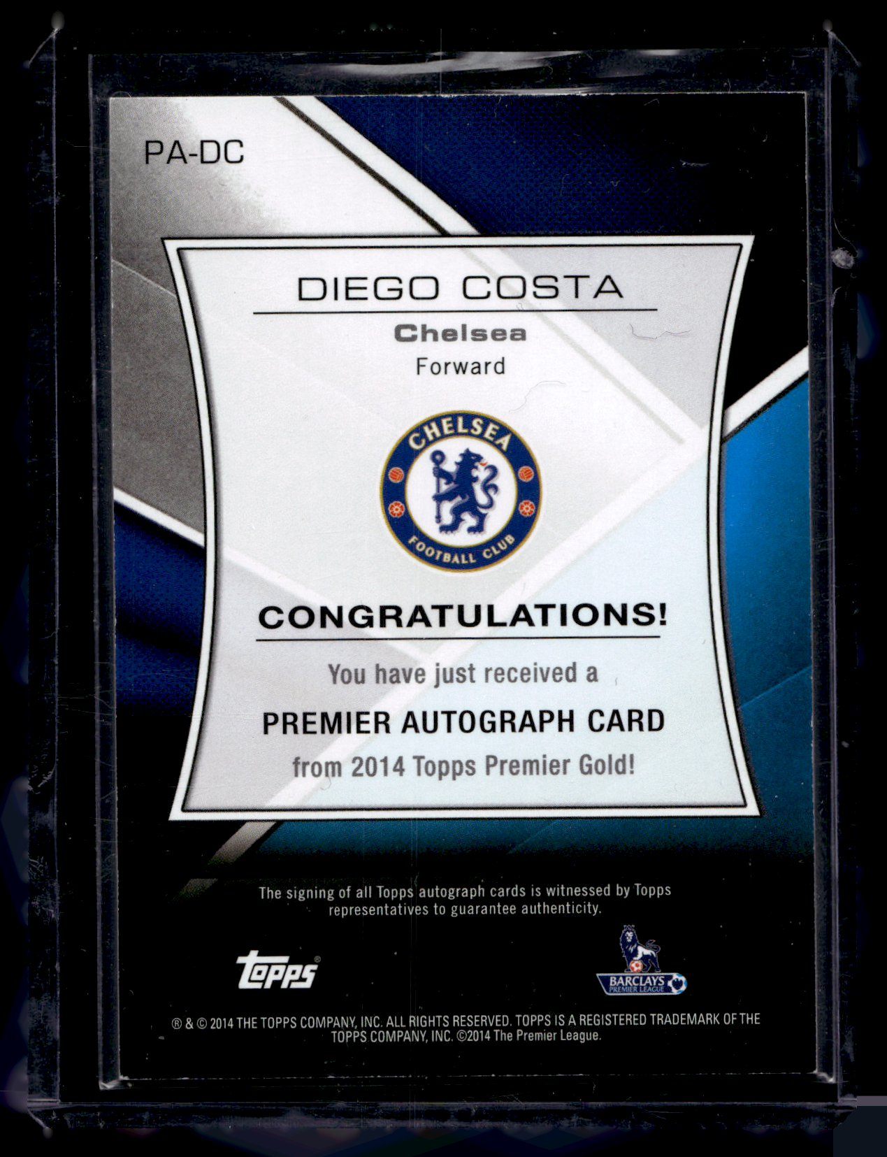 2014 Topps Premier Gold - Premier Autographs - Diego Costa #PA-DC