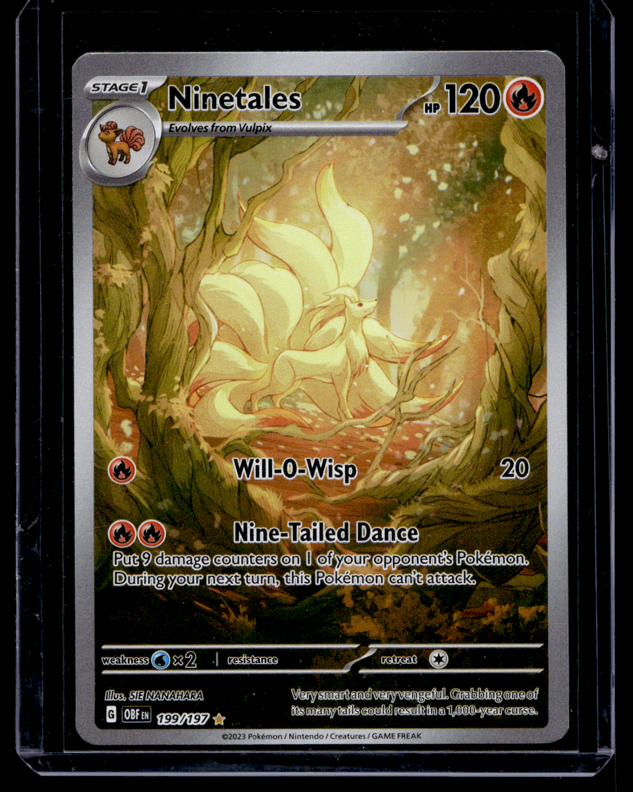 2023 Pokemon - Scarlet & Violet - Obsidian Flames - Illustration Rare - Ninetales #199