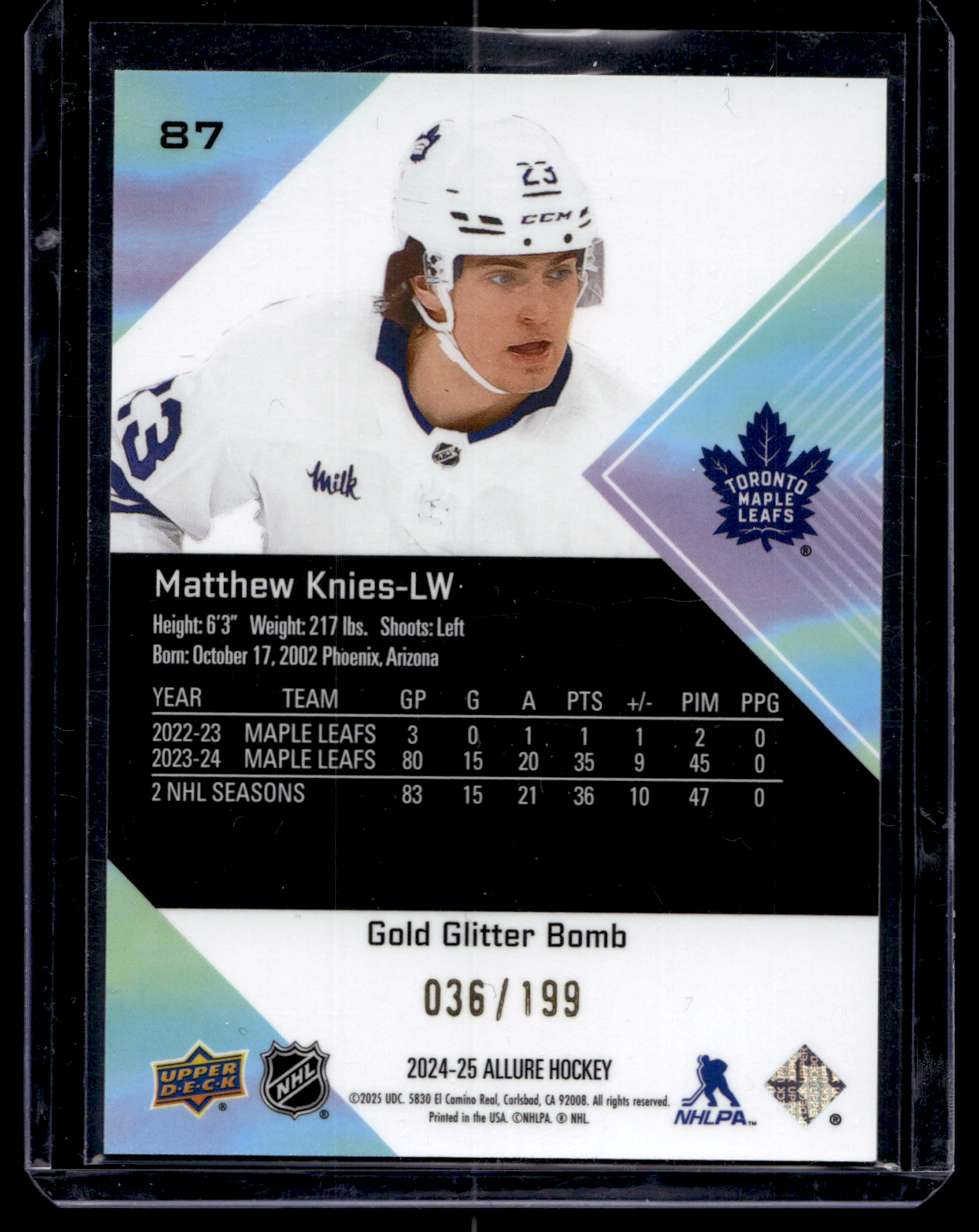 2024-25 Upper Deck Allure - Gold Glitter Bomb - Matthew Knies #87 /199