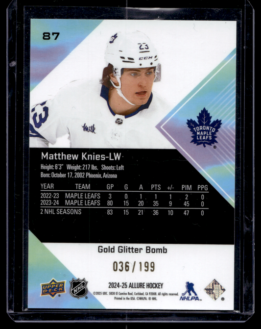 2024-25 Upper Deck Allure - Gold Glitter Bomb - Matthew Knies #87 /199