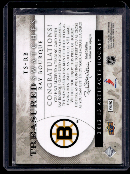 2012-13 Upper Deck Artifacts - Treasured Swatches - Blue Jersey/Jersey - Ray Bourque #TS-RB