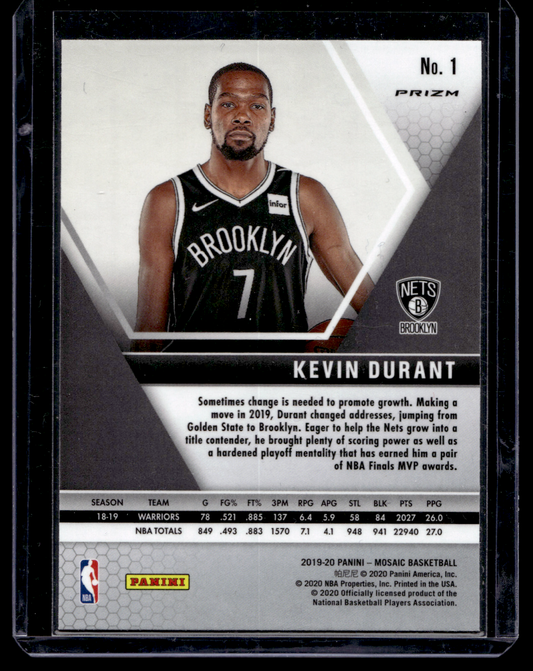 2019-20 Panini Mosaic - Silver Mosaic Prizm - Kevin Durant #1