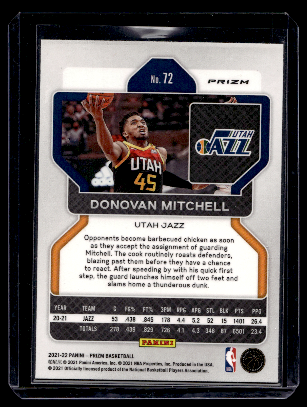 2021-22 Panini Prizm - Orange Ice Prizm - Donovan Mitchell #72