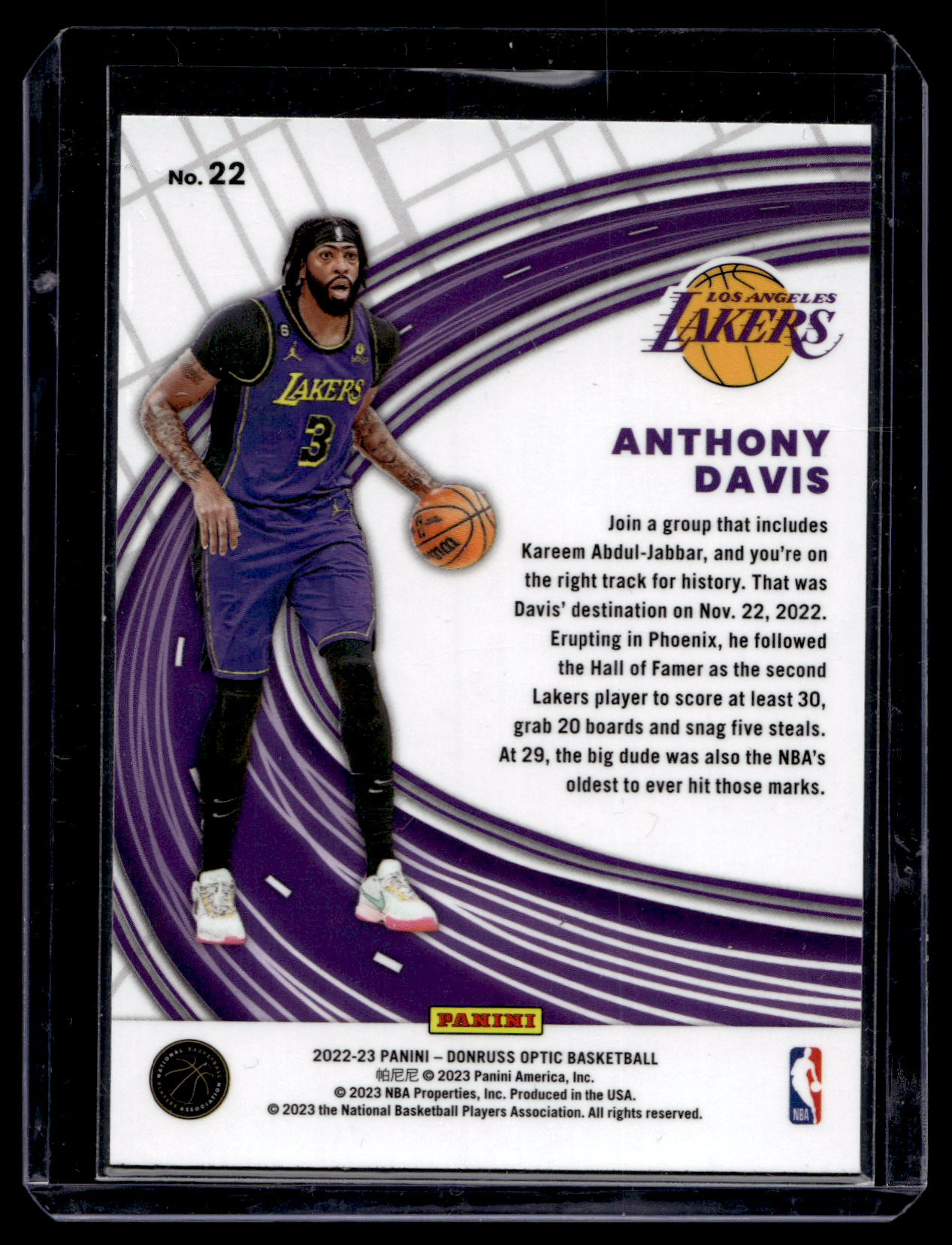 2022-23 Panini Donruss Optic - Express Lane - Purple Prizm - Anthony Davis #22