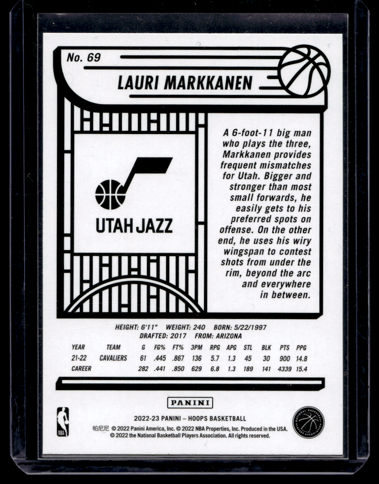 2022-23 Panini NBA Hoops - Purple - Lauri Markkanen #69