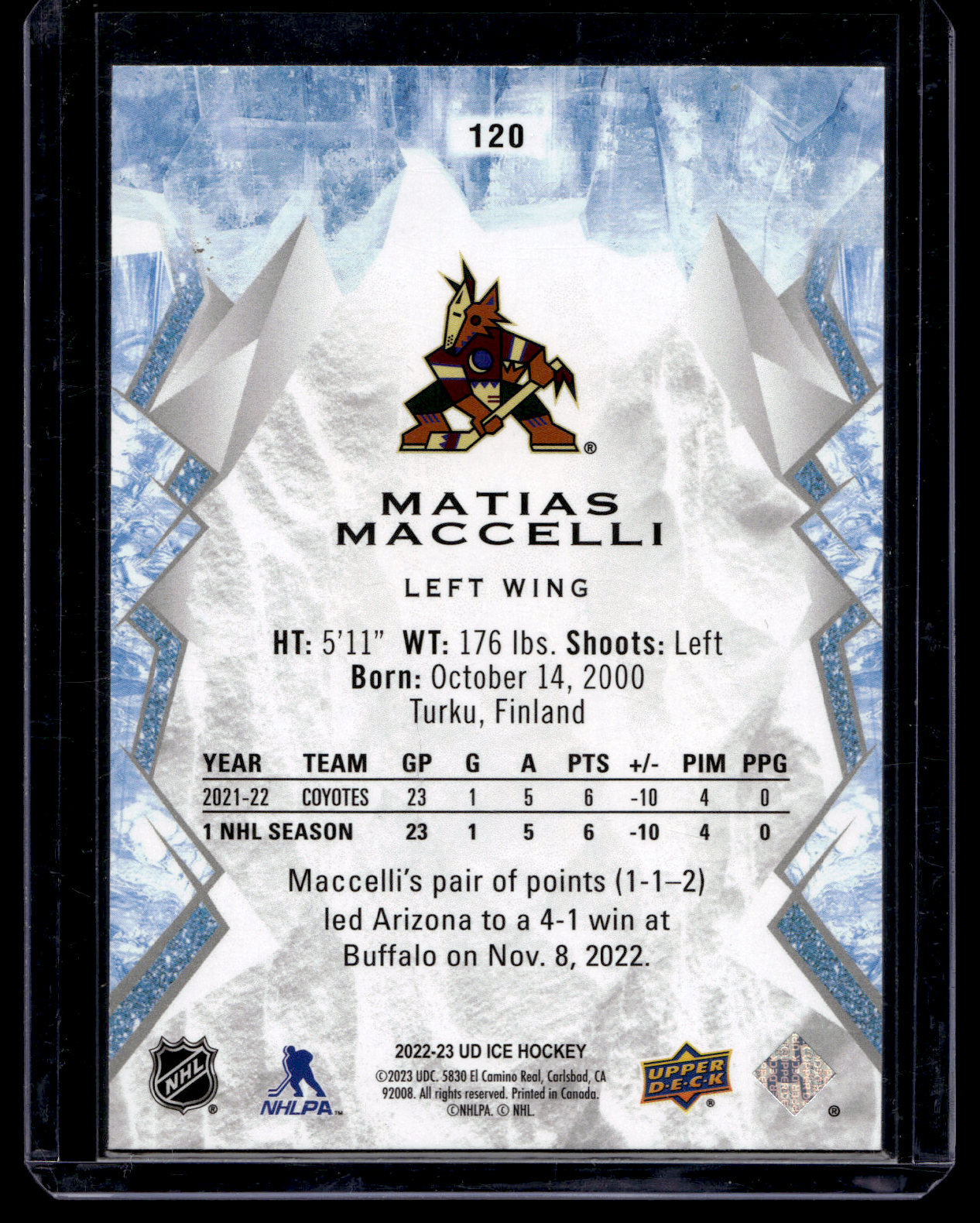 2022-23 Upper Deck Ice - Rookies - Matias Maccelli #120 RY