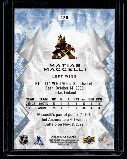 2022-23 Upper Deck Ice - Rookies - Matias Maccelli #120 RY