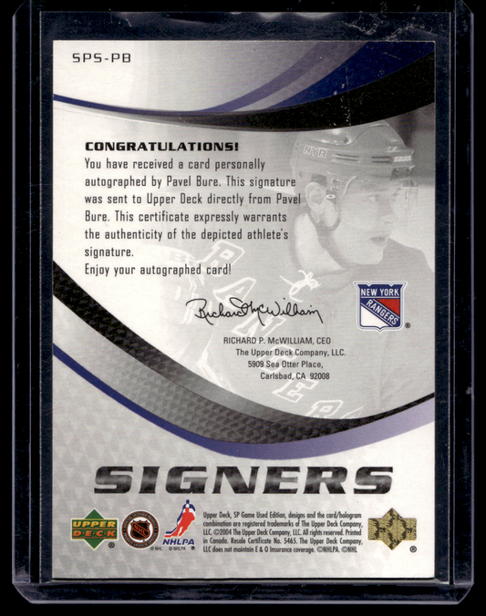 2003-04 Upper Deck SP Game Used Edition - Signers - Pavel Bure #SPS-PB